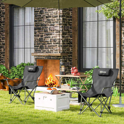 Folding camping chairs with footrest and drink holder, 120 kg capacity