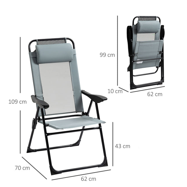 Folding garden chairs, adjustable backrest, 120 kg capacity