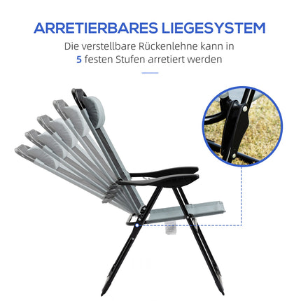 Folding garden chairs, adjustable backrest, 120 kg capacity