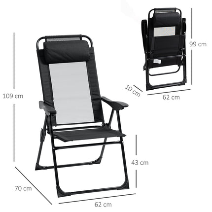 Folding garden chairs with adjustable backrest, 120 kg capacity
