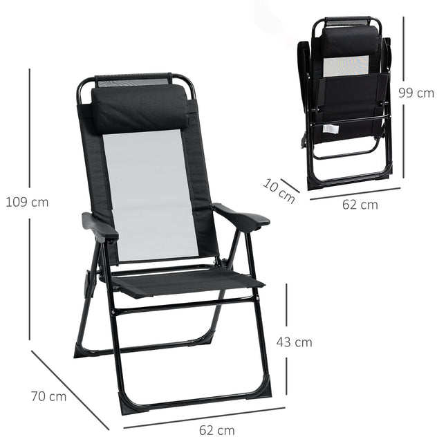 Folding garden chairs with adjustable backrest, 120 kg capacity