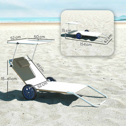 Adjustable folding sunbeds, weather resistant, beige, 120 kg