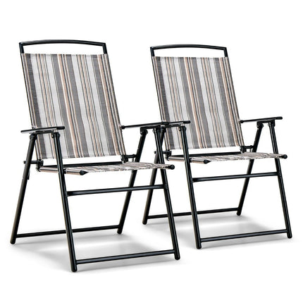 Set of 2 garden chairs folding chairs with armrests 51 x 61.5 x 92 cm gray