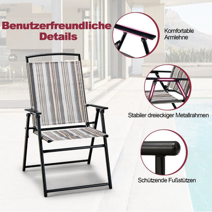 Set of 2 garden chairs folding chairs with armrests 51 x 61.5 x 92 cm gray
