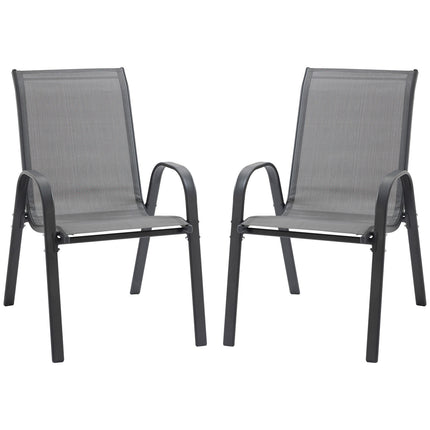 Stackable Garden Chairs, Metal Mesh, Set of 2, Grey