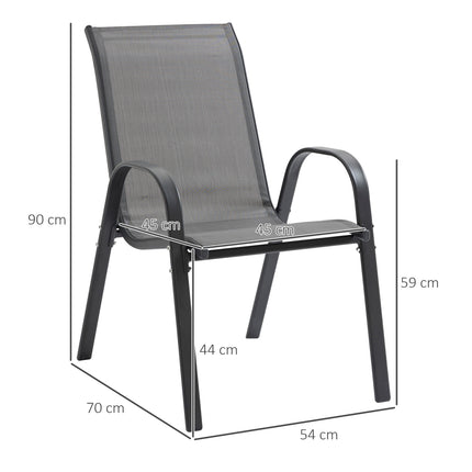 Stackable Garden Chairs, Metal Mesh, Set of 2, Grey