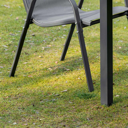 Stackable Garden Chairs, Metal Mesh, Set of 2, Grey