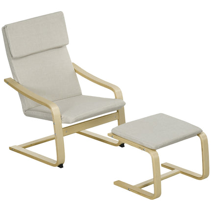 Armchairs Set, Cream White Linen, Armrests & Headrests
