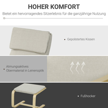 Armchairs Set, Cream White Linen, Armrests & Headrests