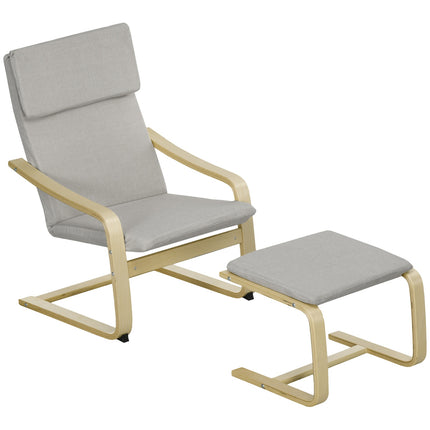 Lounge chairs Set with stool - Linen cover, light grey