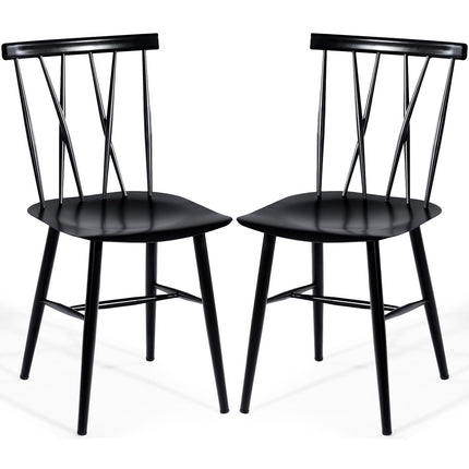 Set of 2 metal dining chairs with 43.5 cm seat height, X-shaped backrest, pack of 2 industrial trattoria chairs
