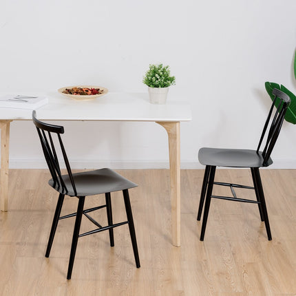 Set of 2 metal dining chairs with 43.5 cm seat height, X-shaped backrest, pack of 2 industrial trattoria chairs