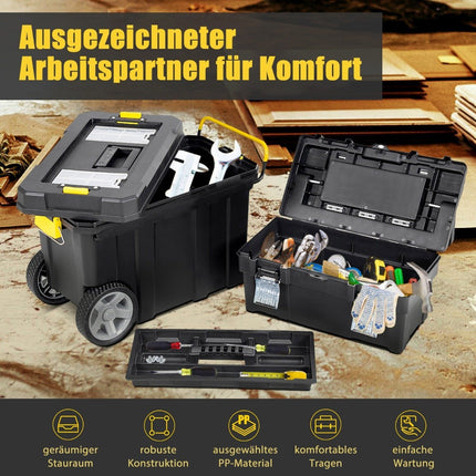 Set of 2 portable tool cases with pull handle and removable compartment, trolley tool case, black