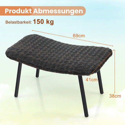 Set of 2 rattan footstools with quick-drying foam padding