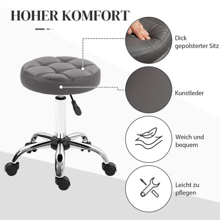 Height-adjustable swivel stools, set of 2, with wheels