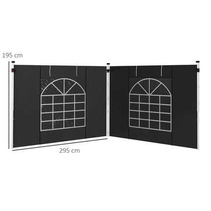 Black waterproof pavilion side panels - 3x3/3x6 m, wind protection