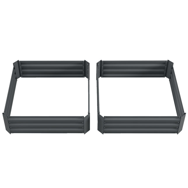 Steel garden beds with cold frame, 100x100x30 cm