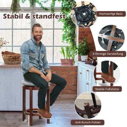 Set of 2 stools in counter height 66 cm high swivel bar stools 42 x 42 x 66 cm gray and brown