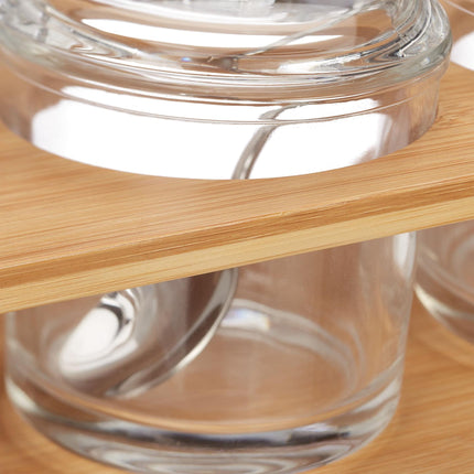 Set of 3 Spice Jars with Bamboo Holder