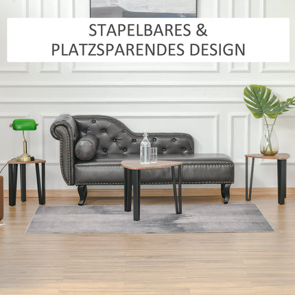 Nesting coffee table set, natural MDF and black finish