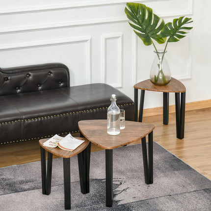 Nesting coffee table set, natural MDF and black finish