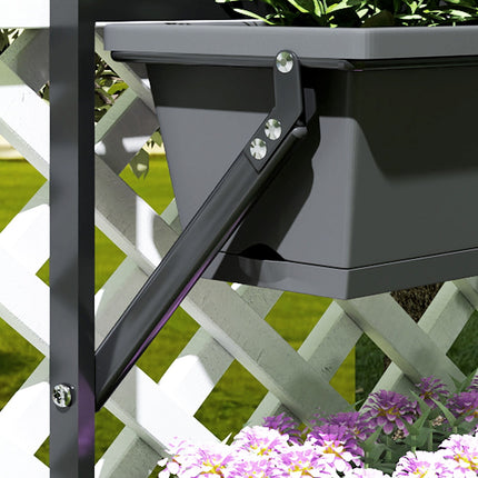 Dark gray square flower pots in plastic, 56x42 cm, set of 3