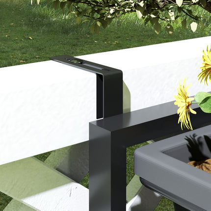 Dark gray square flower pots in plastic, 56x42 cm, set of 3