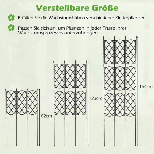 Set of 3 metal garden trellises with plug-in freestanding trellis garden fence trellis