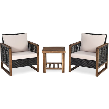 Set of 3 rattan garden furniture polyrattan lounge set with washable seat cushions outdoor seating set