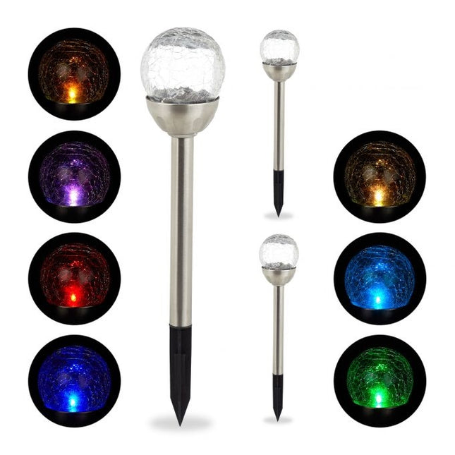 Set of 3 solar cell lamps color change