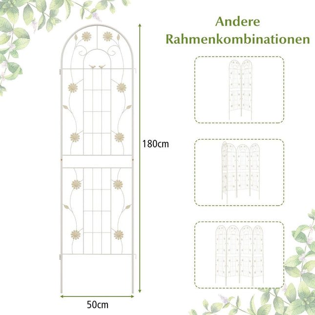 Set of 4 180 x 50 cm metal trellis for plugging in, decorative garden fence, free-standing trellis, white