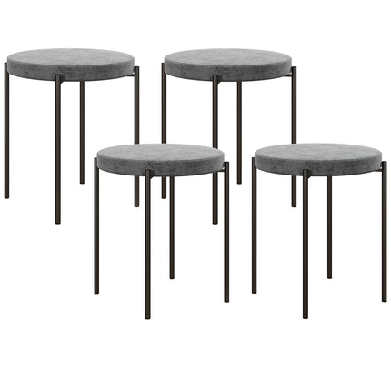 4 stackable dining chairs in velvet look with padded seat