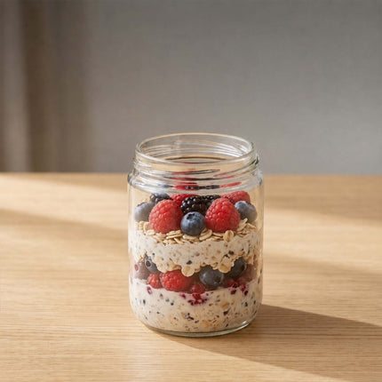 Set of 4 Glass Jam Jars, 450 ml, Pastel Lids