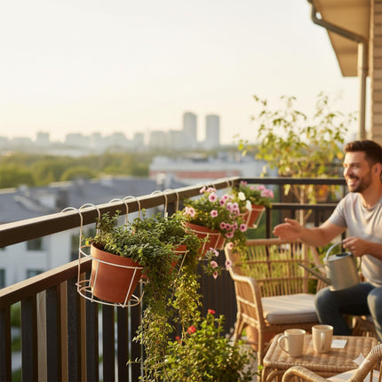Set of 4 Hanging Planters with Hooks for Balcony