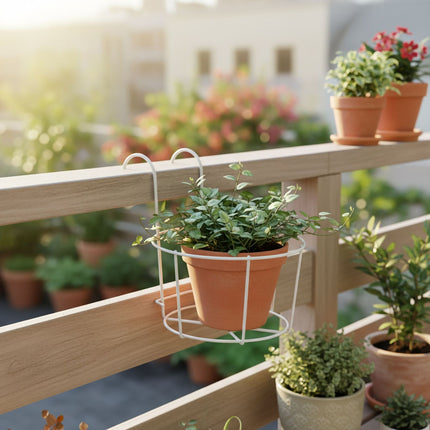 Set of 4 Hanging Planters with Hooks for Balcony