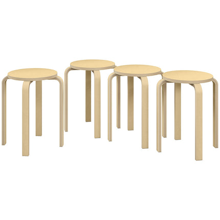 Stackable natural stool, non-slip and multi-functional (set of 4)