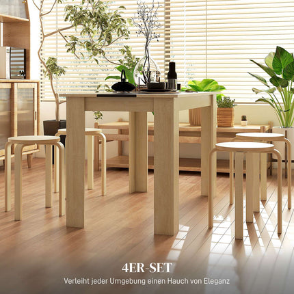 Stackable natural stool, non-slip and multi-functional (set of 4)
