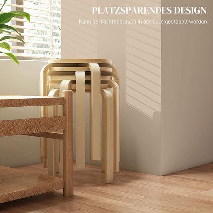 Stackable natural stool, non-slip and multi-functional (set of 4)