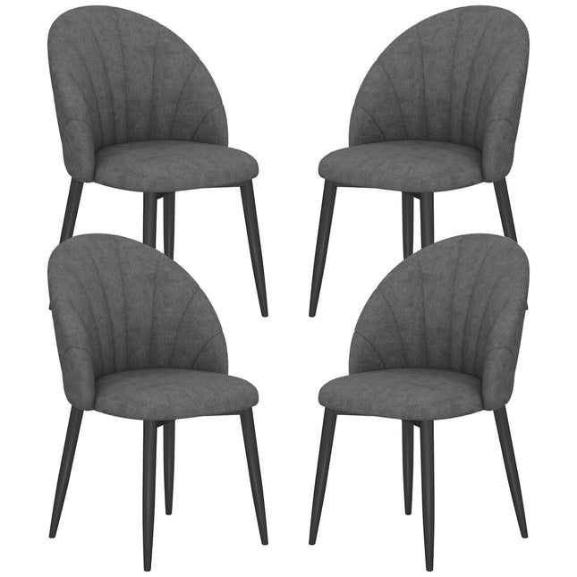 Zestaw 4 krzeseł jadalnianych z aksamitu, ergonomicznych, ciemnoszarych