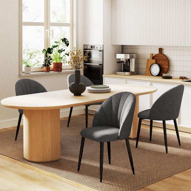 Zestaw 4 krzeseł jadalnianych z aksamitu, ergonomicznych, ciemnoszarych