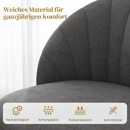 Set of 4 Velvet Dining Chairs, Ergonomic, Dark Grey