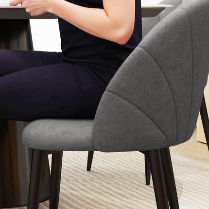 Set of 4 Velvet Dining Chairs, Ergonomic, Dark Grey