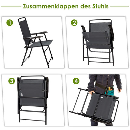 Set of 4 outdoor folding chairs with breathable fabric and non-slip foot pads patio chair