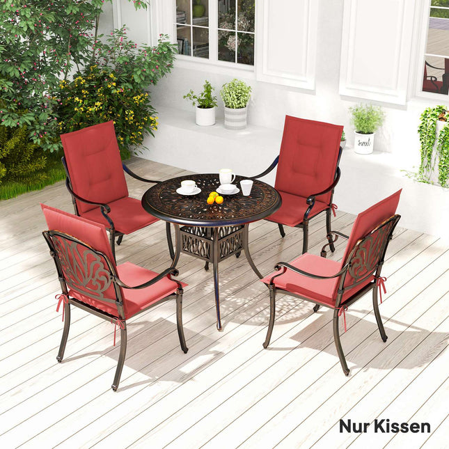Burgundy chair & bench cushions, 108x50x5 cm, indoor/outdoor