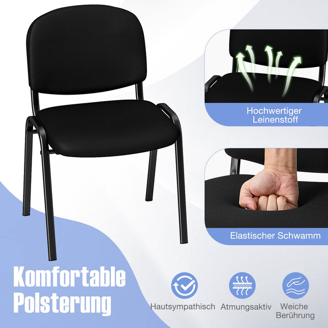 Set of 5 Black Stackable Reception Chairs with Ergonomic Support