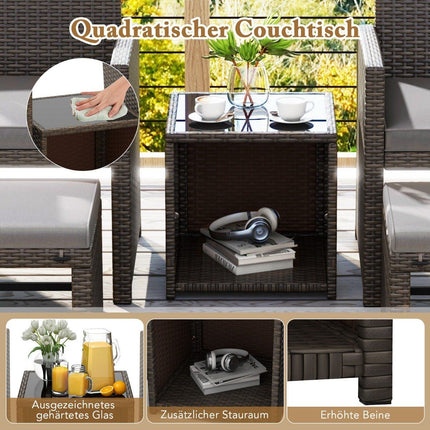 Set of 5 Rattan Furniture Set Furniture Patio Seating Set Brown + Gray