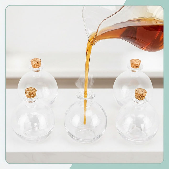 Set of 6 Glass Bottles with Corks, 260ml Capacity