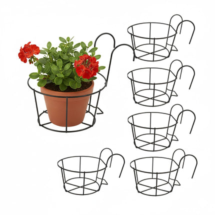 Set of 6 Hanging Planters with Hooks for Balcony