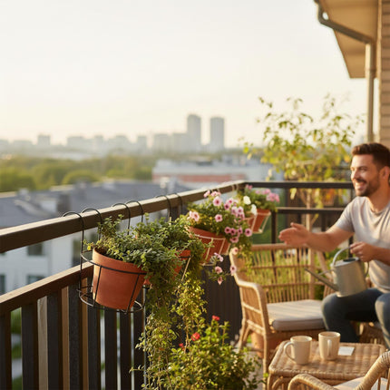 Set of 6 Hanging Planters with Hooks for Balcony