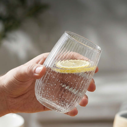 Set of 6 Transparent Glass Tumblers, 400 ml Capacity